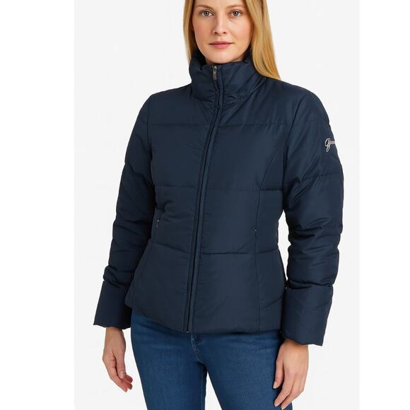 Guess women’s puffer coat  jacket in black zip up SZ Sm black down full zip - Picture 1 of 12